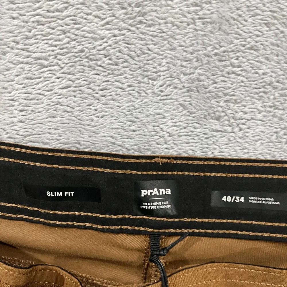 PrAna Zion Pants II Mens 40x34 Sepia Brown Hiking Outdoor Camping Slim Fit Trail